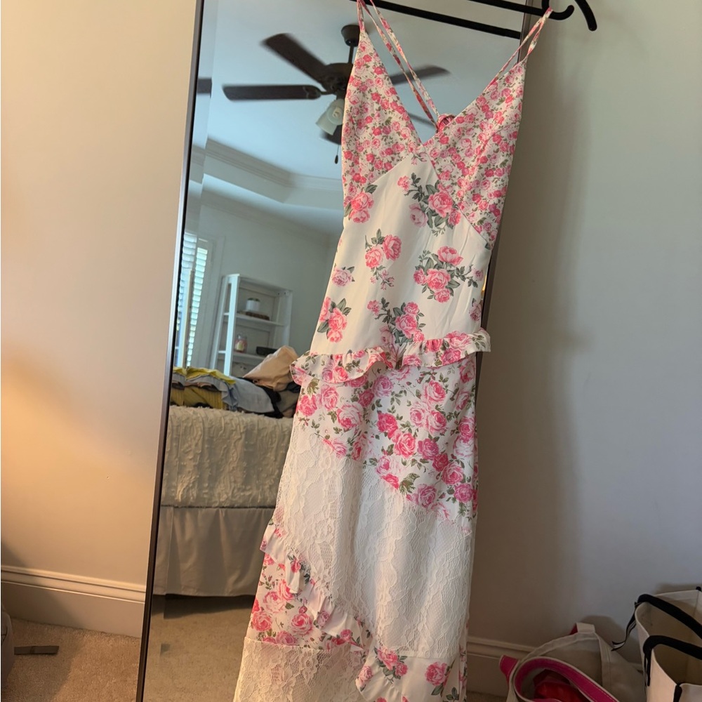 Floral Maxi Dress by Unknown Brand - Pink and White